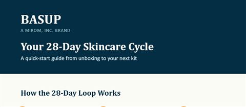 Sample Basup 28-Day Skincare Cycle care guide cover page